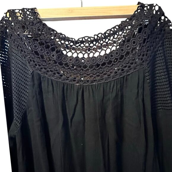 NWT Umgee Black Crocheted Top Boho Tunic Dress Size M - Picture 5 of 7